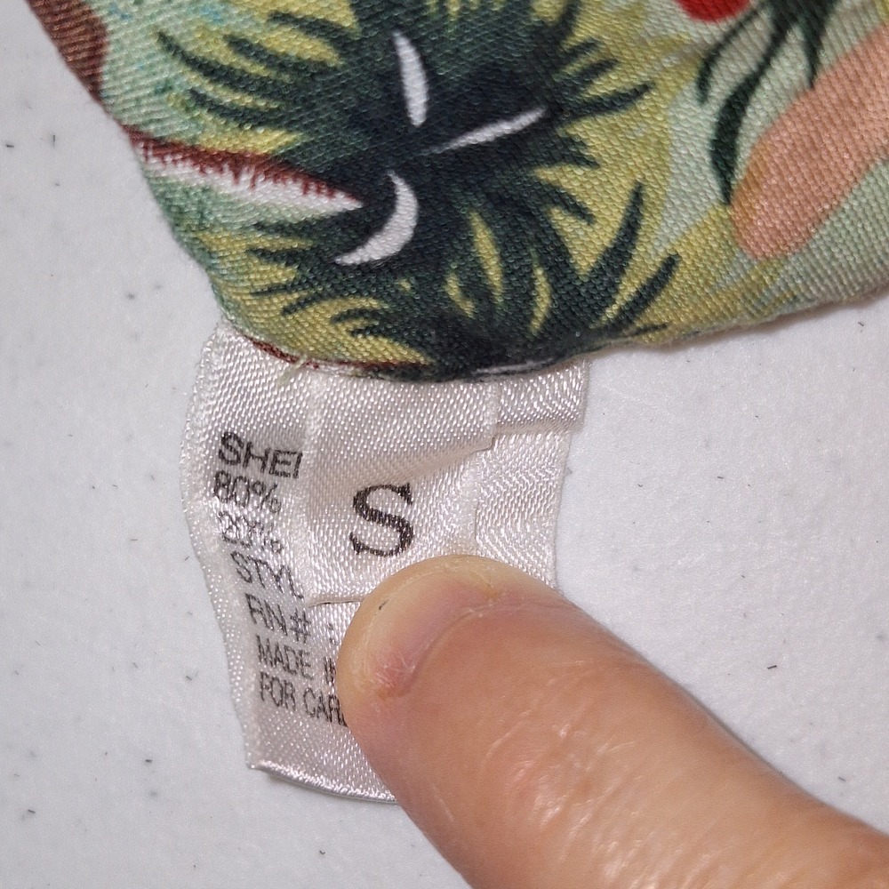 Vintage Newport News Tropical Hibiscus Tie Front Sleeveless Button Up Top S - Picture 6 of 14